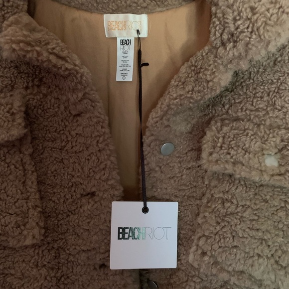 NWT $198 Beach Riot Small Sherpa Jacket Warm Taupe Tan Coat NEW - Picture 9 of 9